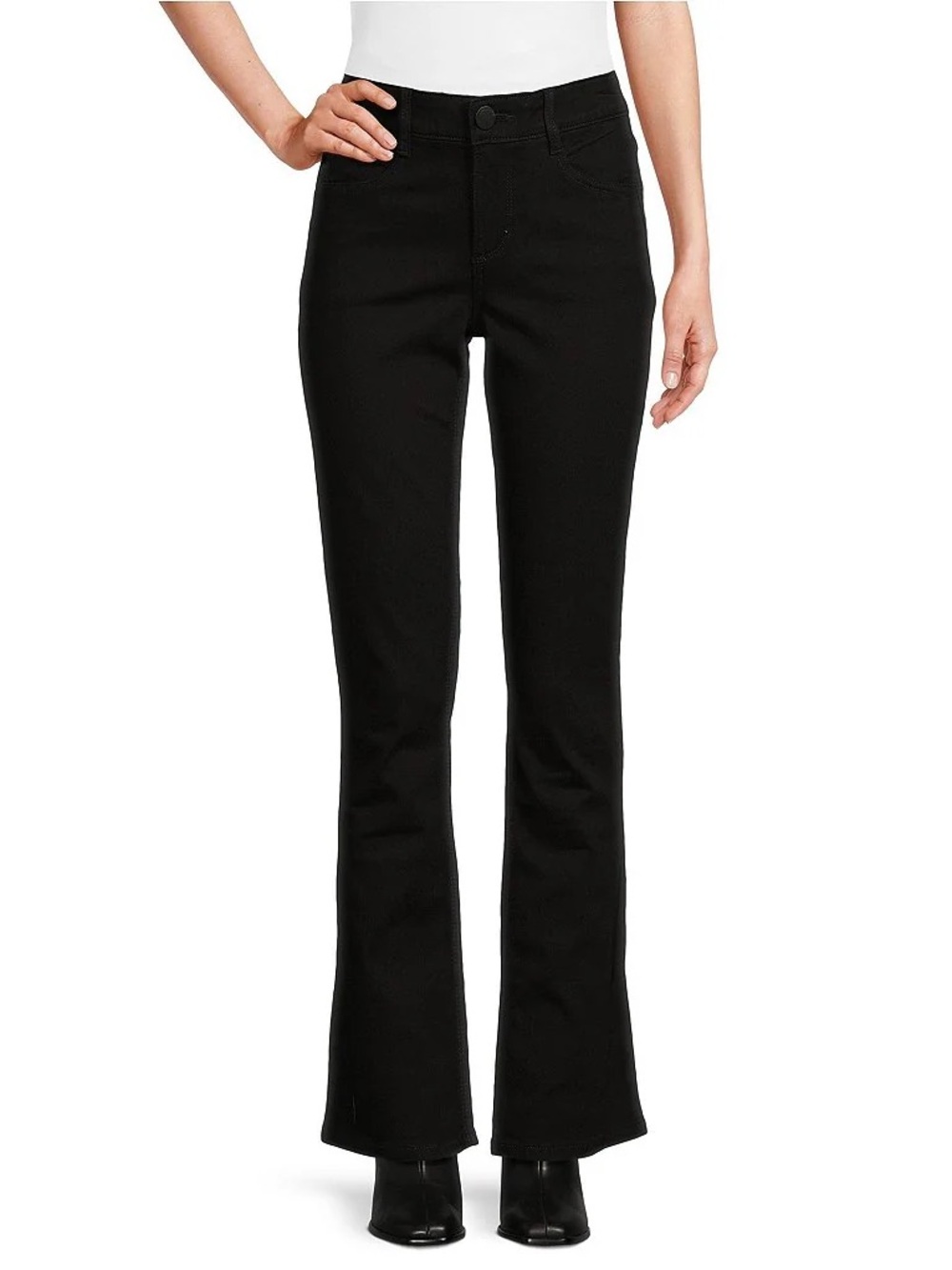 Democracy Black Flare Wide-Leg Jeans with Gemstone Back Pockets